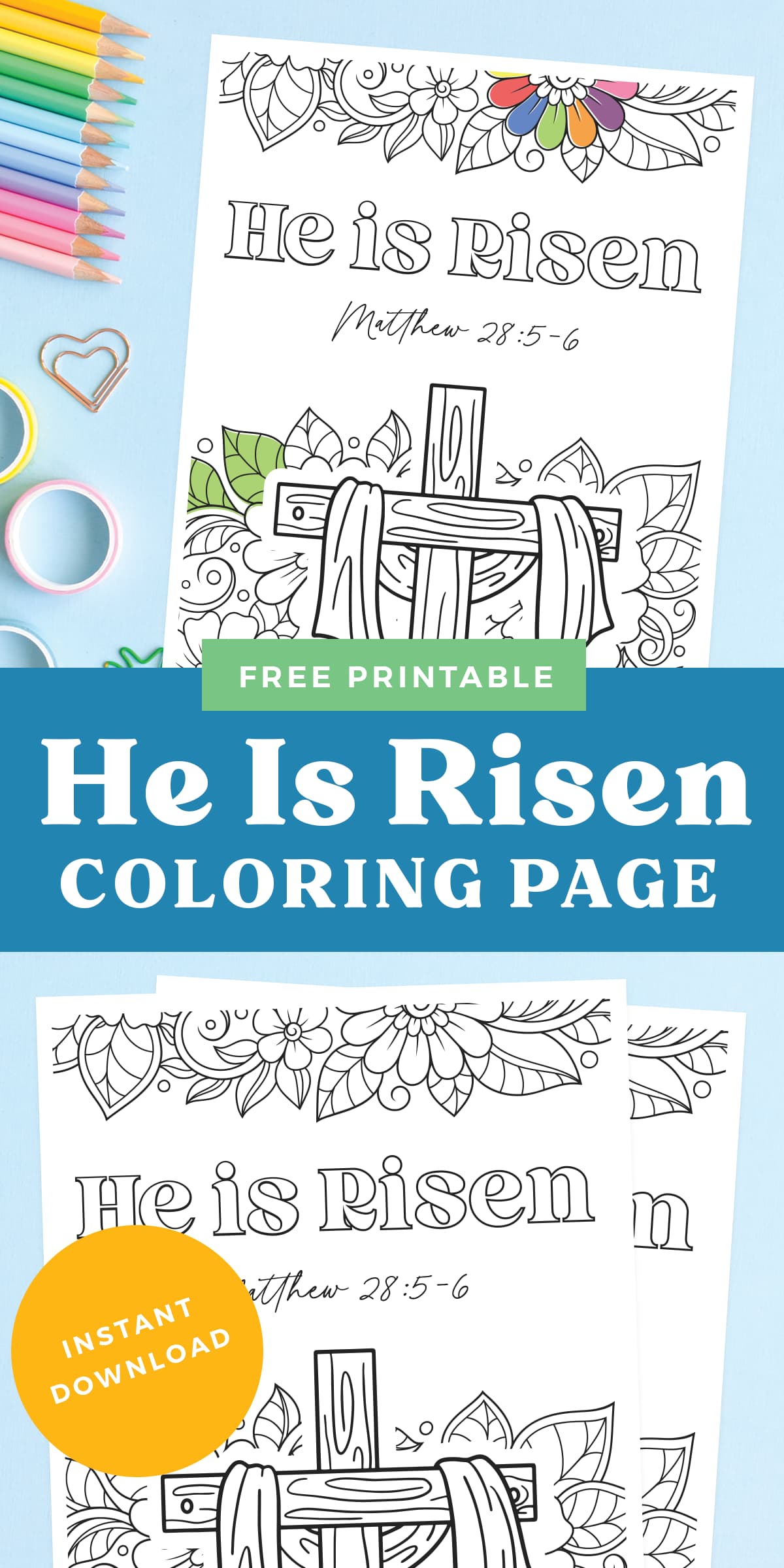 He Is Risen coloring page pin.