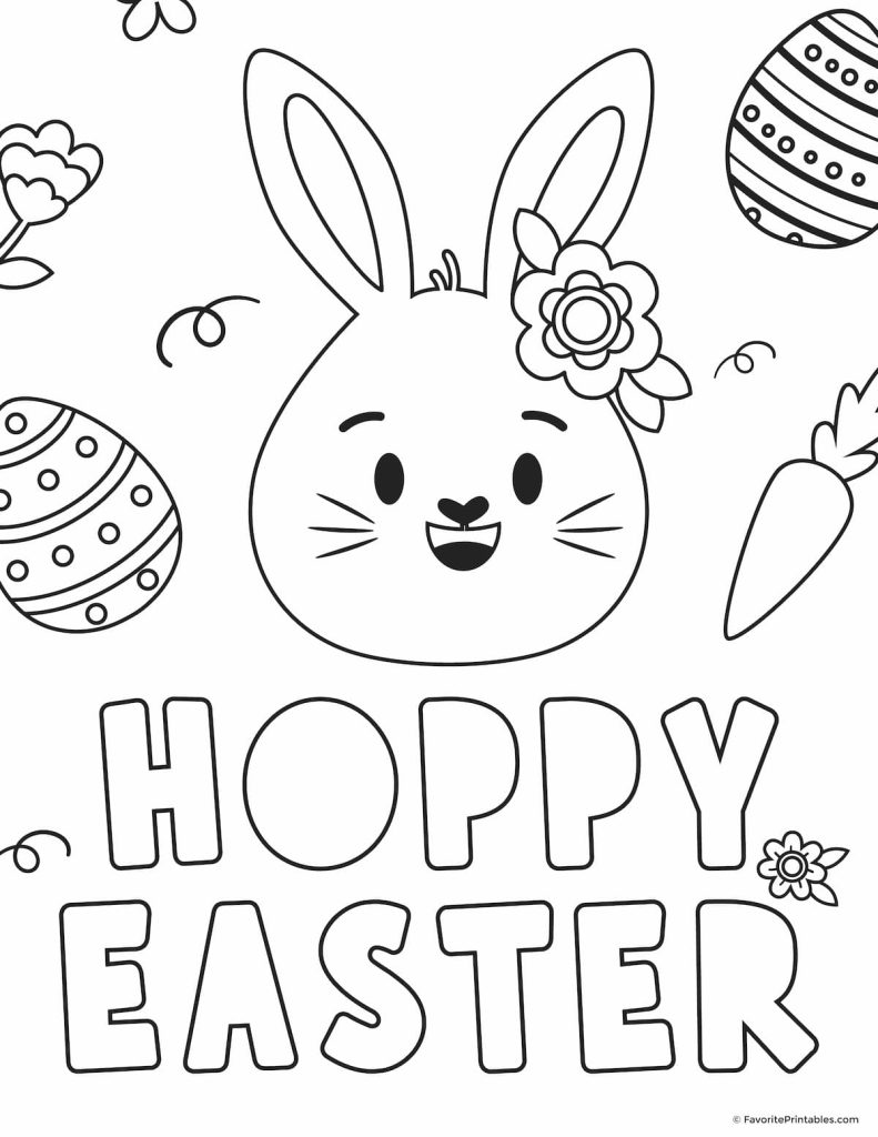 Printable Hoppy Easter coloring sheet.