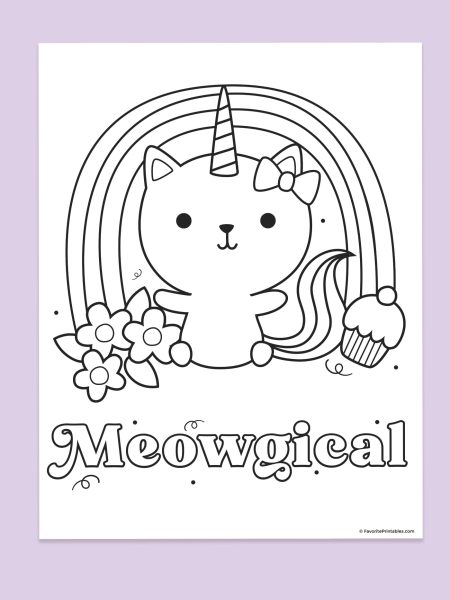 Free printable Kittycorn coloring page.