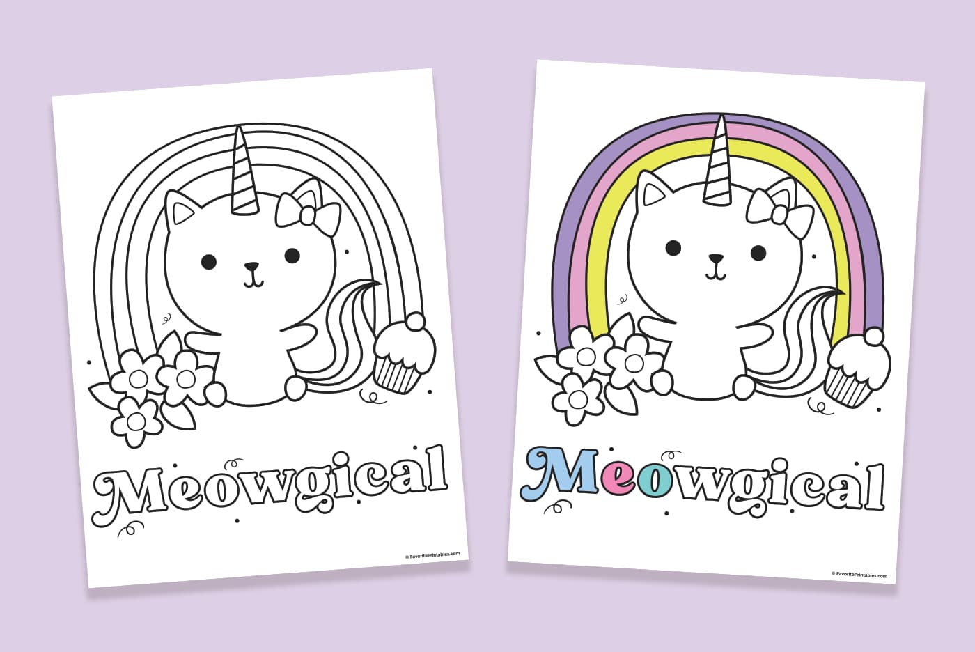 Free printable Kittycorn coloring page preview.