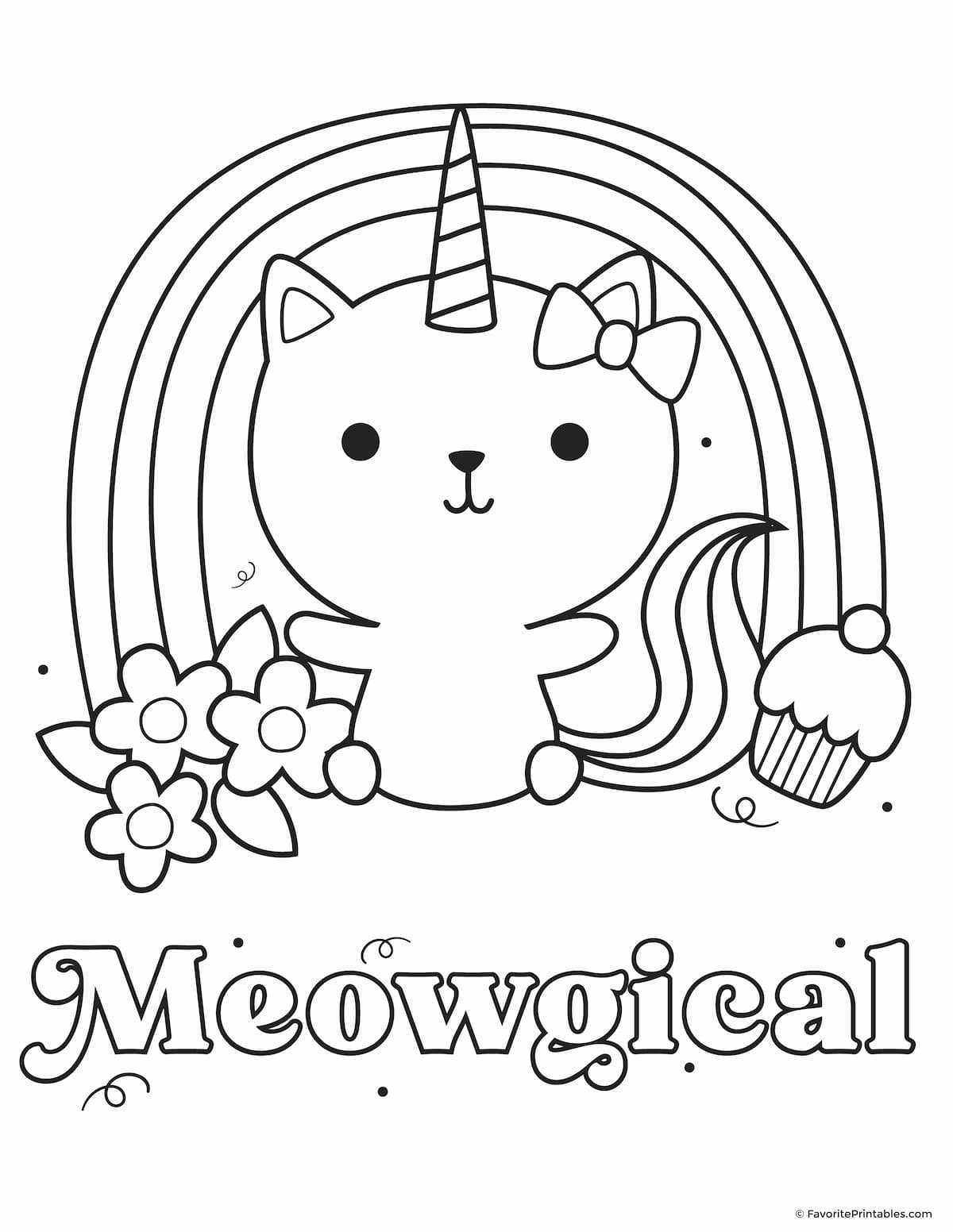 Free printable Kittycorn coloring page.