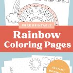 Free printable rainbow coloring page pin.