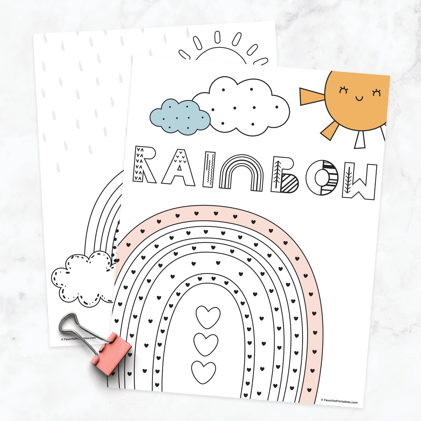 Free printable rainbow coloring pages.