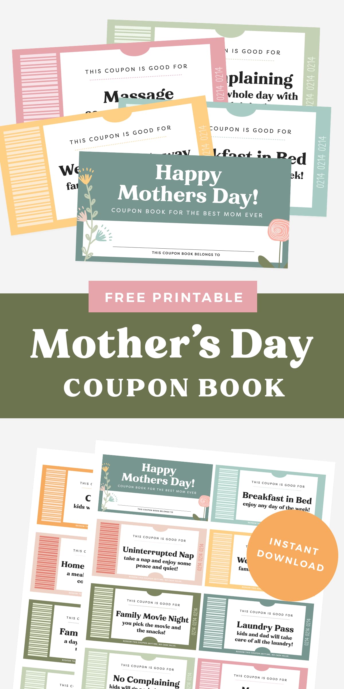 Free printable Mother's Day Coupons pin.