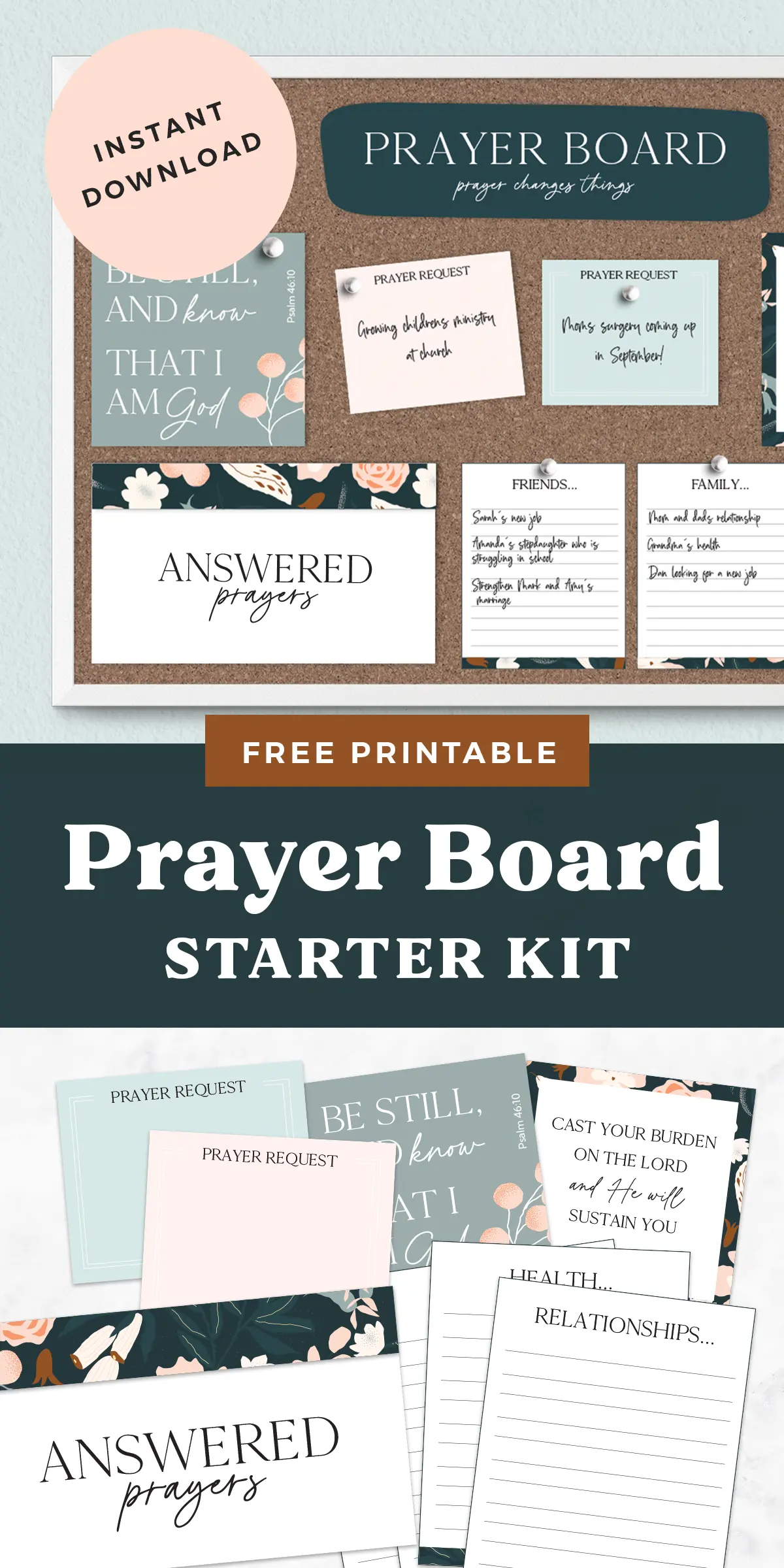 Free printable prayer board kit.