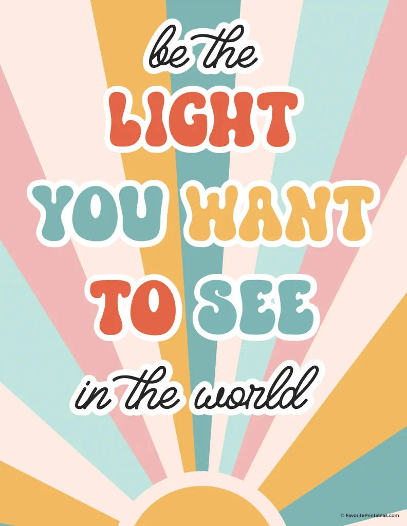 Free groovy classroom printable "be the light" poster