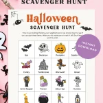 Free printable Halloween scavenger hunt pin.