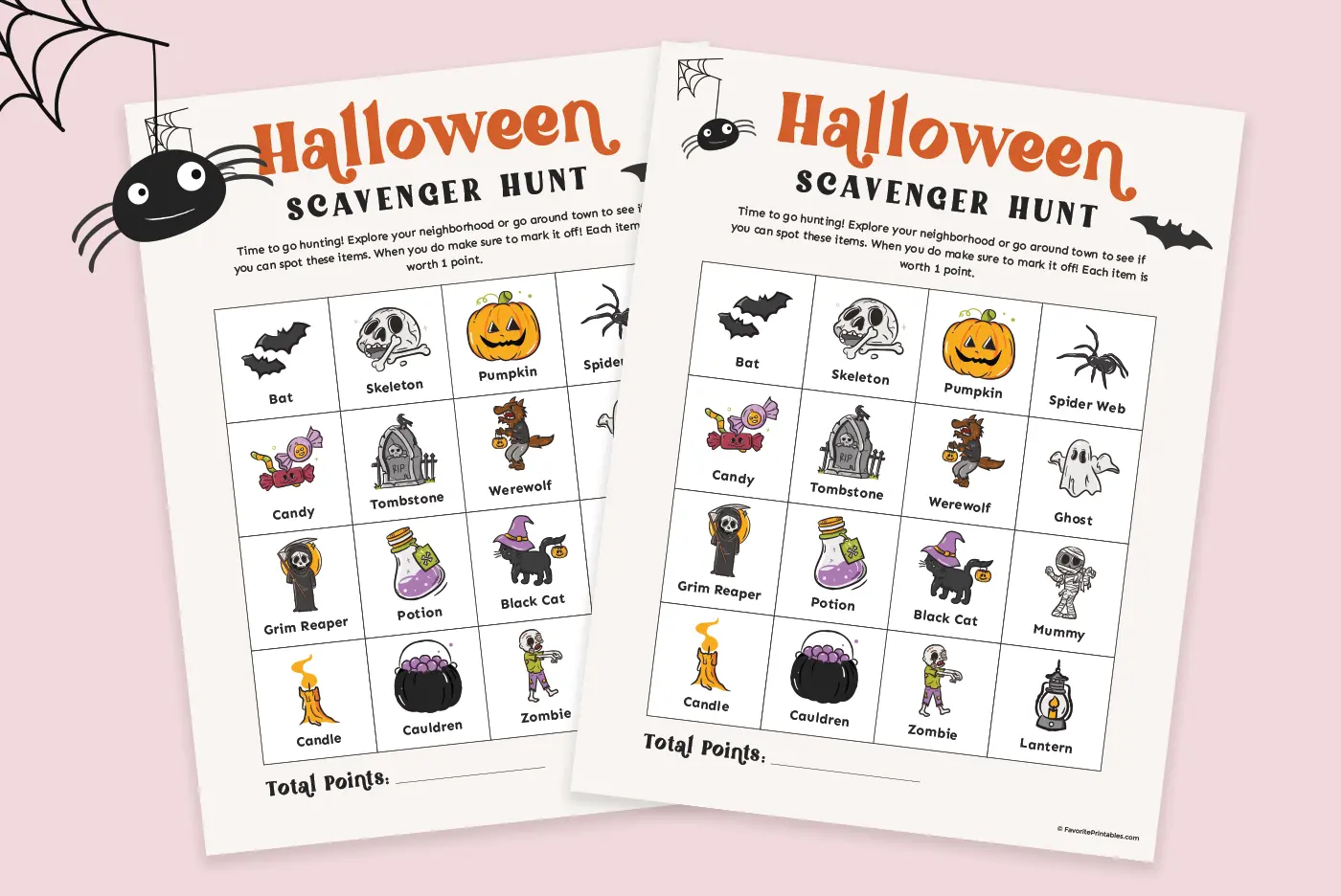 Free printable Halloween scavenger hunt.