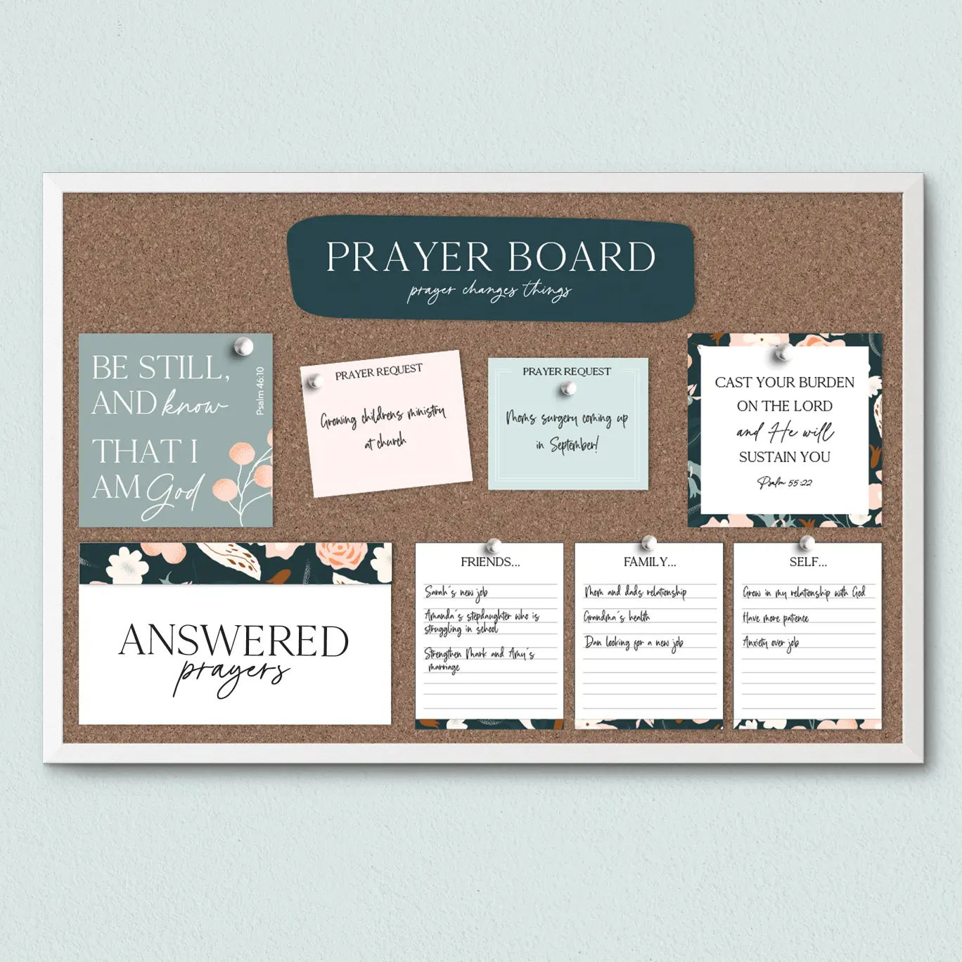 Free printable prayer board kit sample on board.