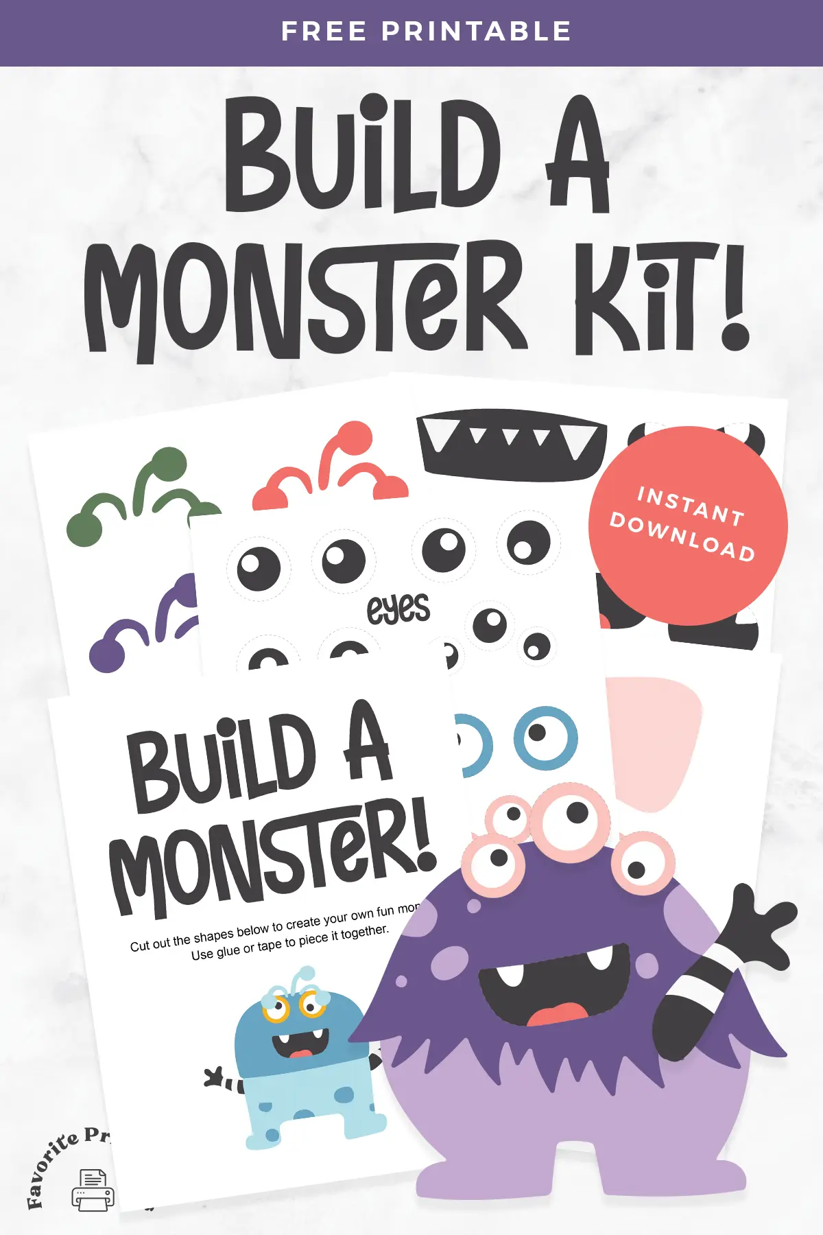 Free printable build a monster kit pin