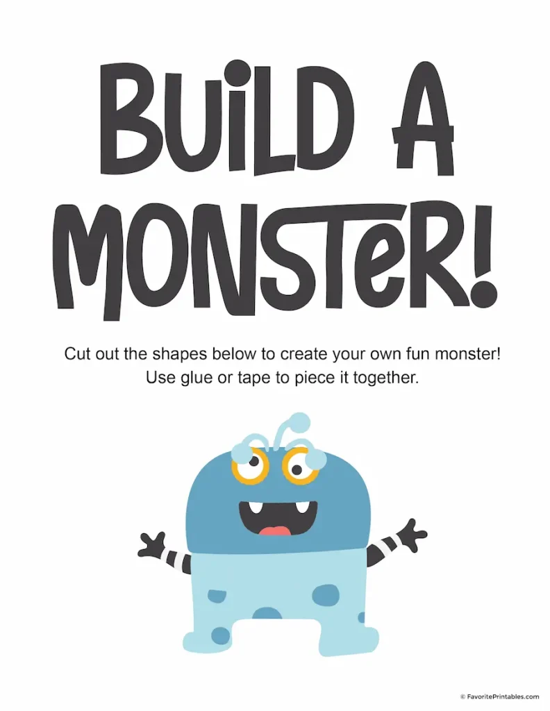 Free printable build a monster kit cover