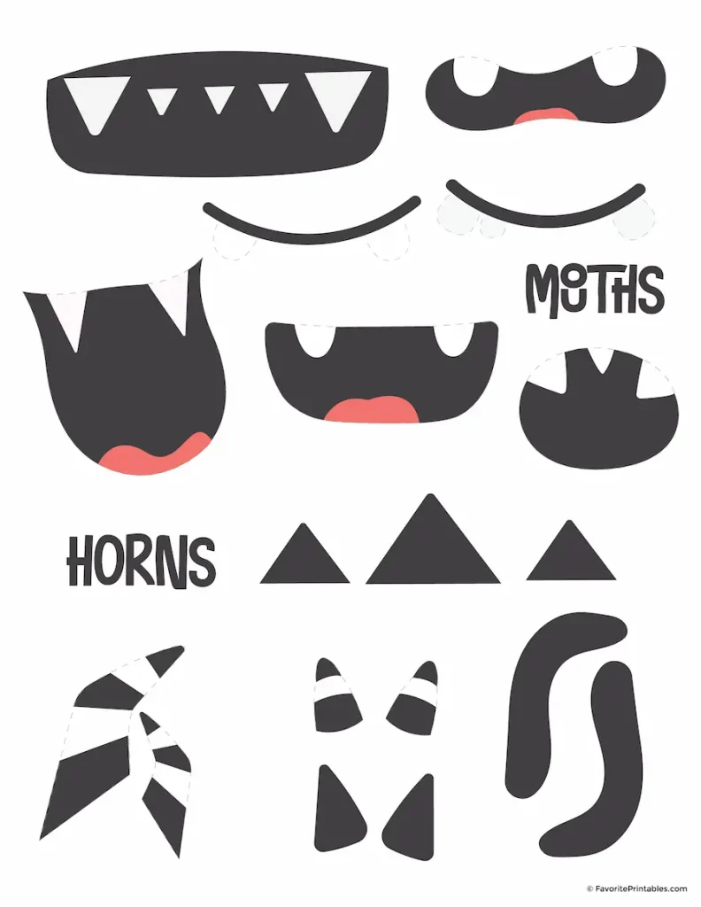 Free printable build a monster kit mouths