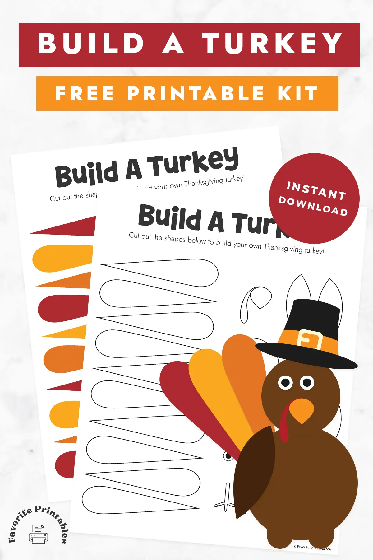 Free printable build a turkey kit pin.