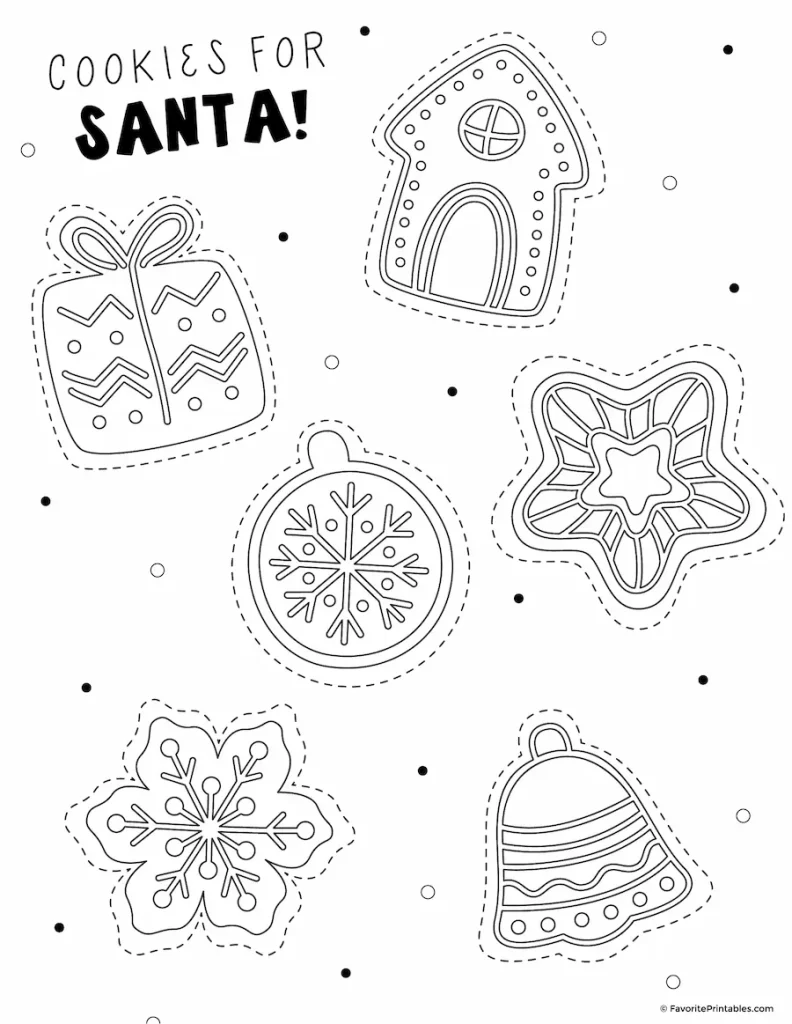 Free printable Christmas cookies coloring page.