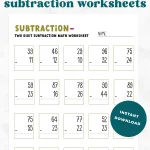 Free printable Double Digit subtraction worksheet pin.