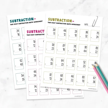 Free printable Double Digit subtraction worksheets.