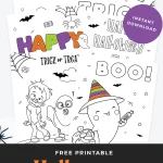 Printable Halloween coloring pages pin.