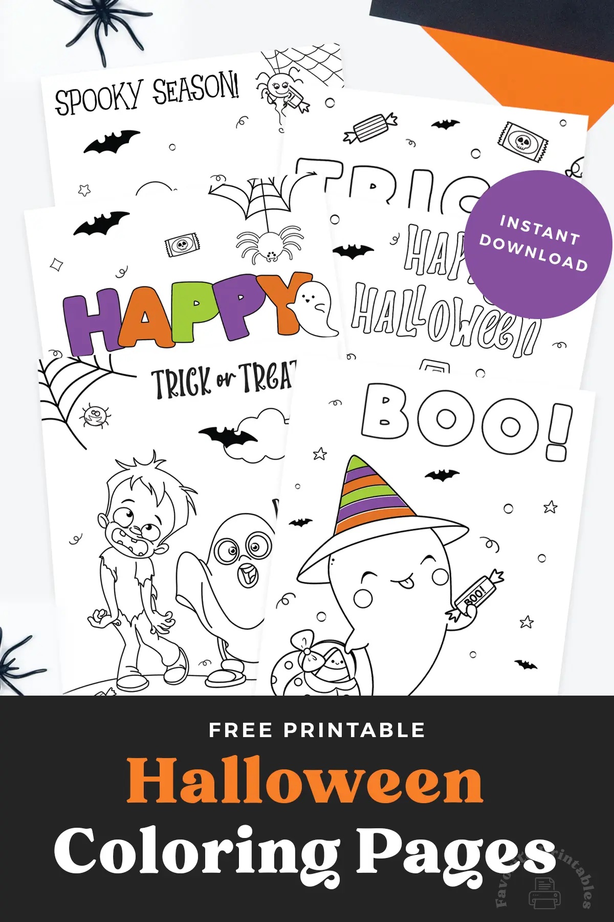 Printable Halloween coloring pages pin.