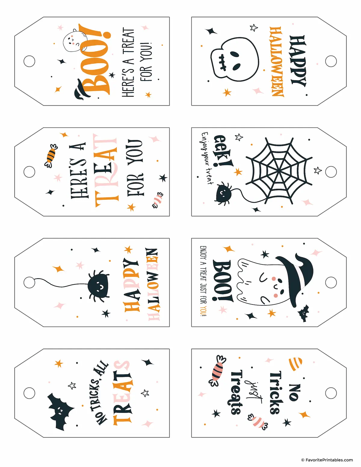 Free printable Halloween gift tags sample page