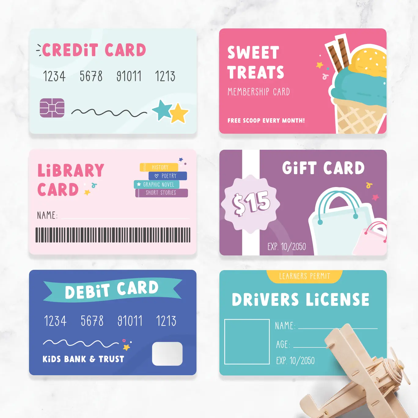 Free printable play credit card, debit card, gift card and more