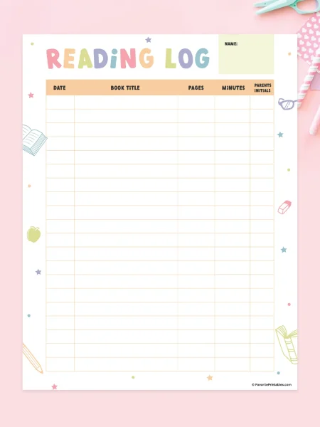 Free printable kid's reading log.