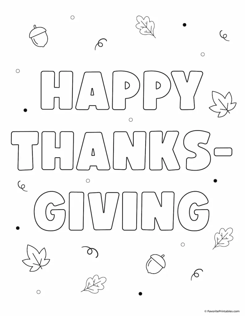 Happy Thanksgiving coloring page.