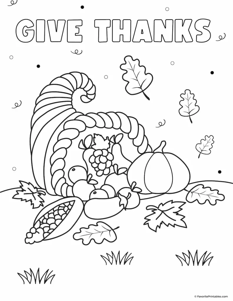 Give Thanks Thanksgiving coloring page.