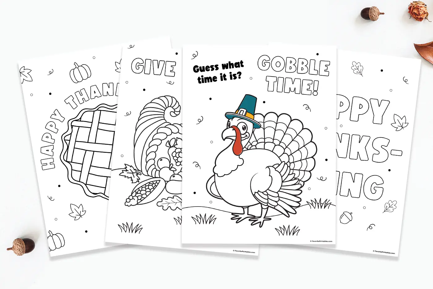 Free printable Thanksgiving coloring pages.