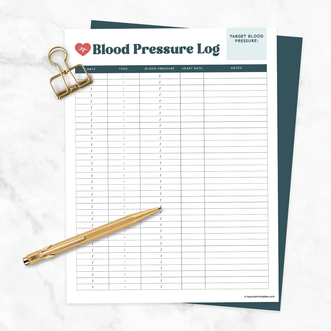 Free printable blood pressure log.