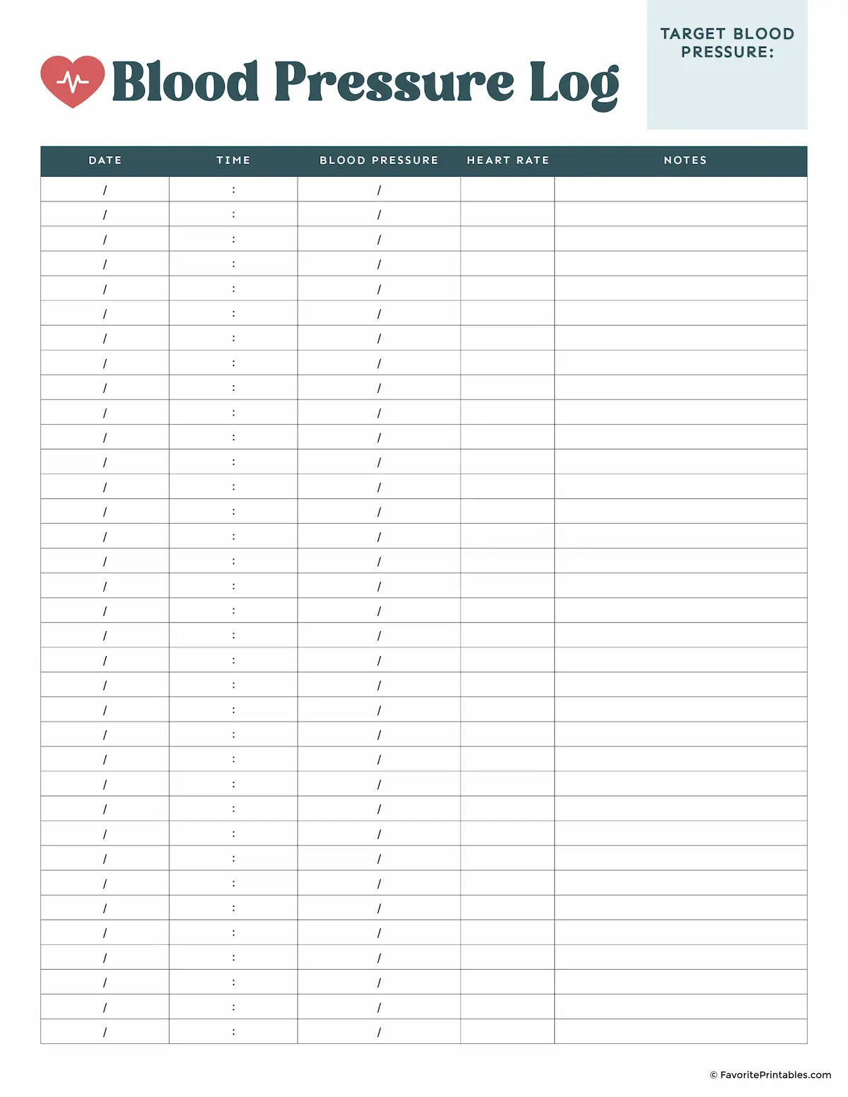 Free printable blood pressure tracker.