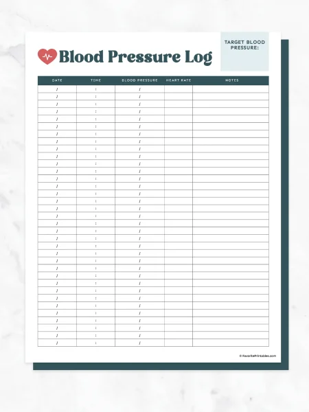 Free printable blood pressure log.