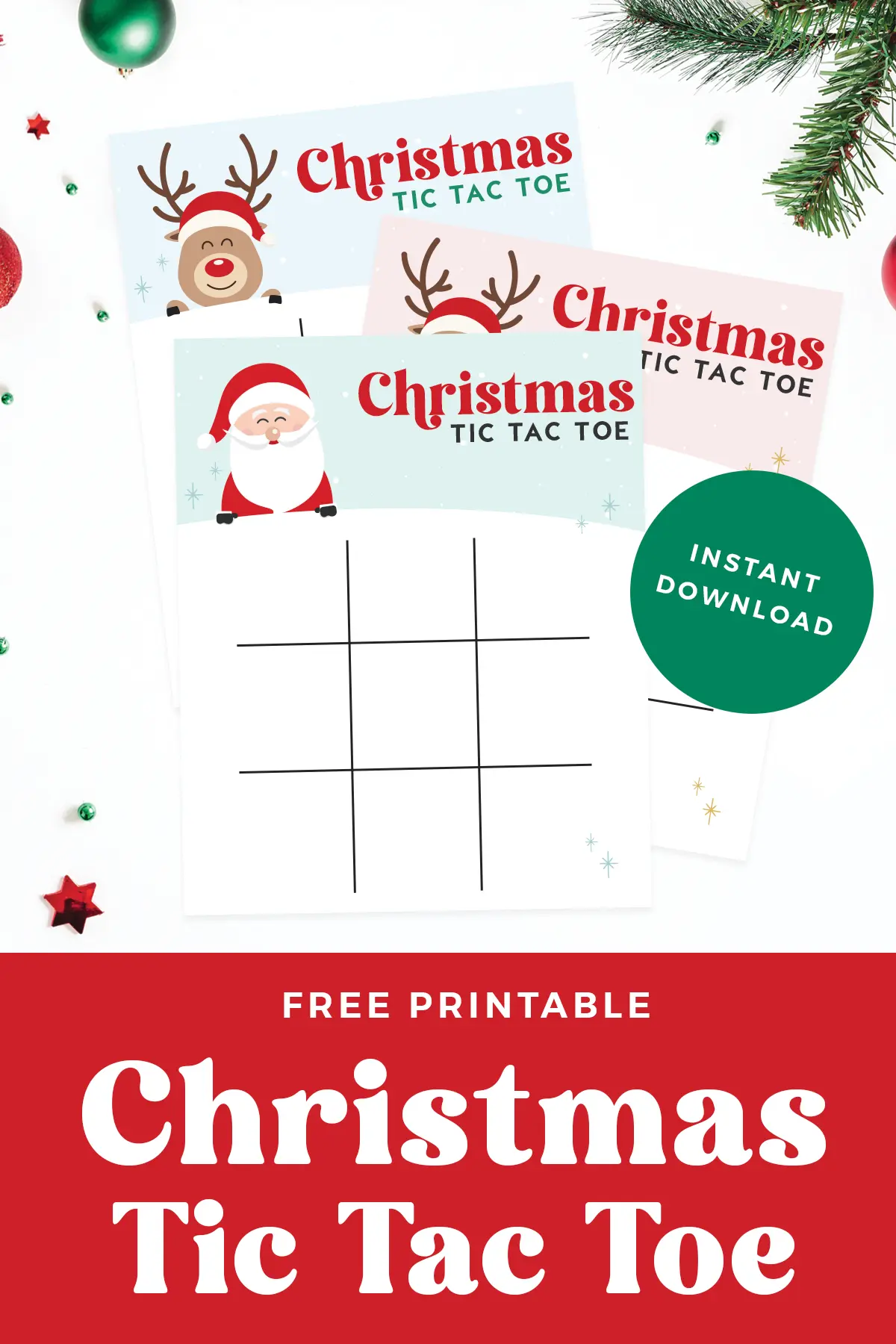 Free printable Christmas tic tac toe pin.