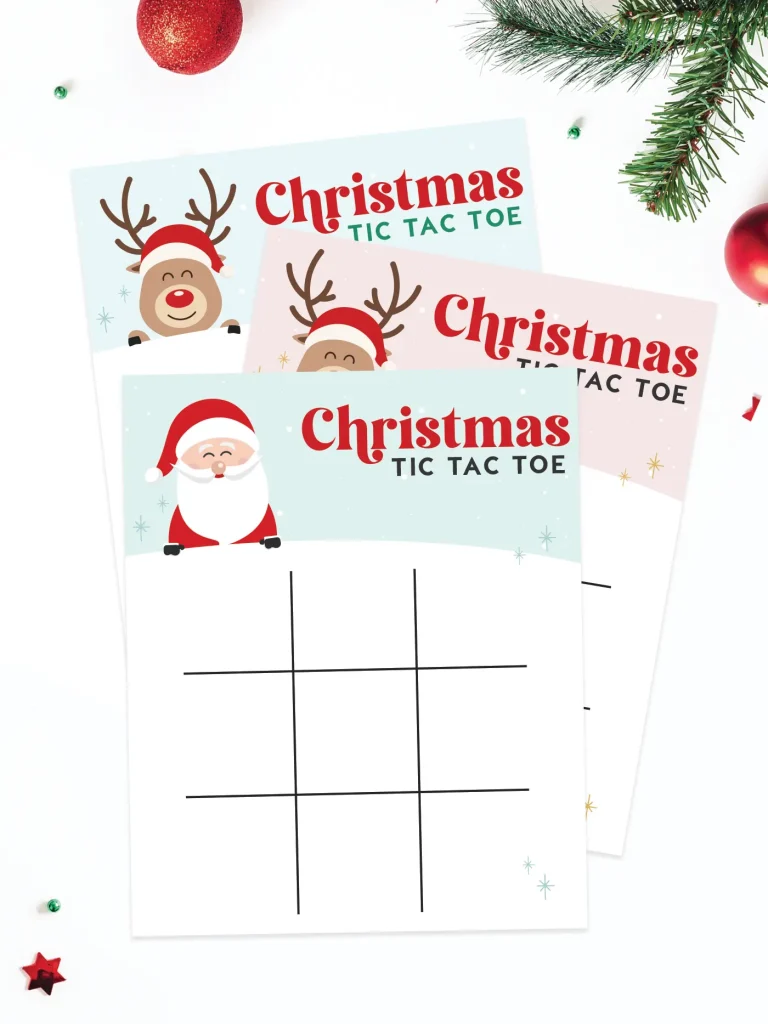 Free printable Christmas tic tac toe.