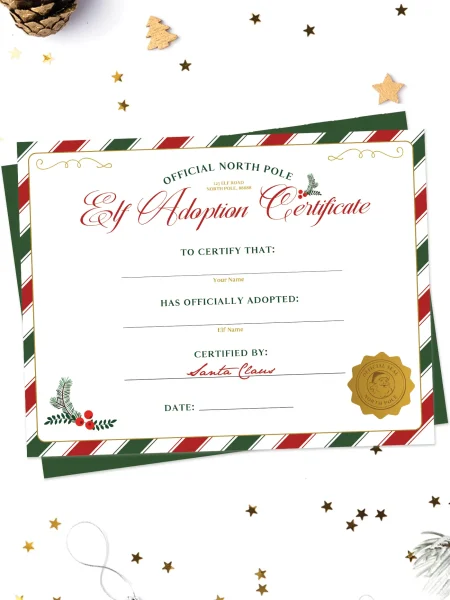 Free printable Elf On The Shelf adoption certificate.