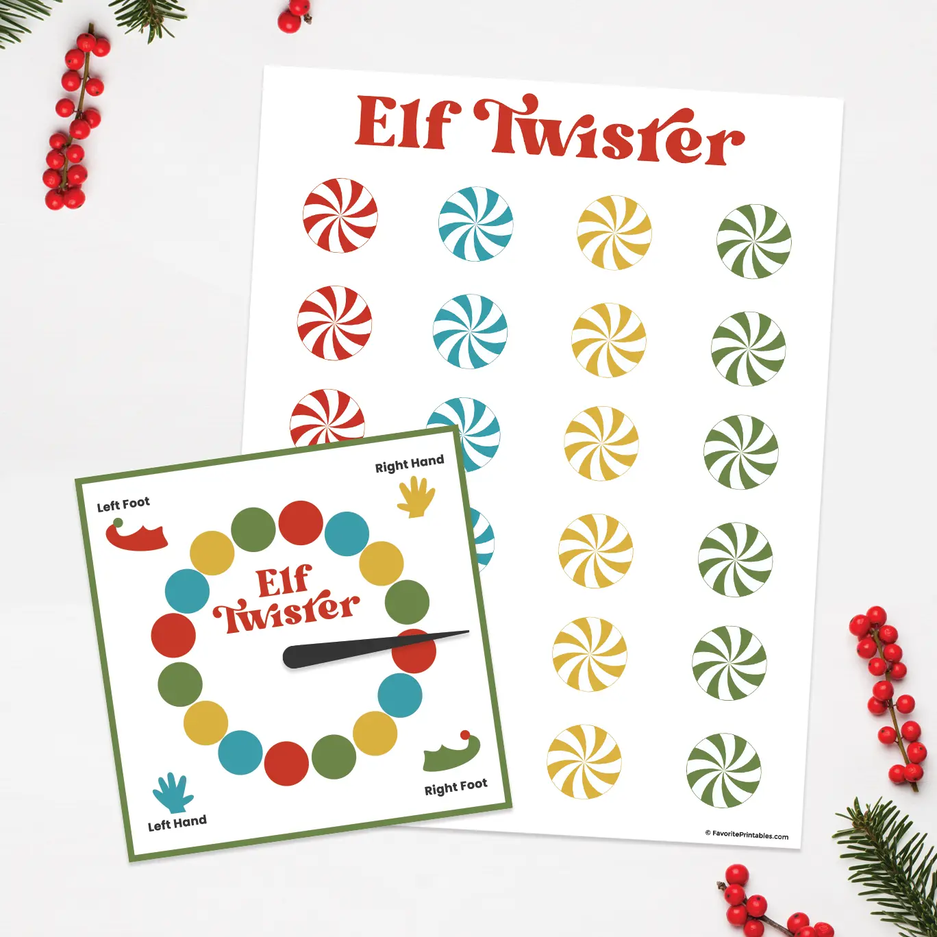 Free printable Elf On The Shelf Twister game.