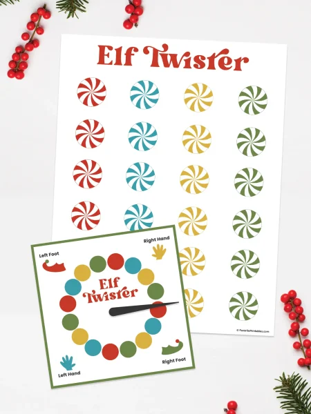 Free printable Elf On The Shelf Twister game.