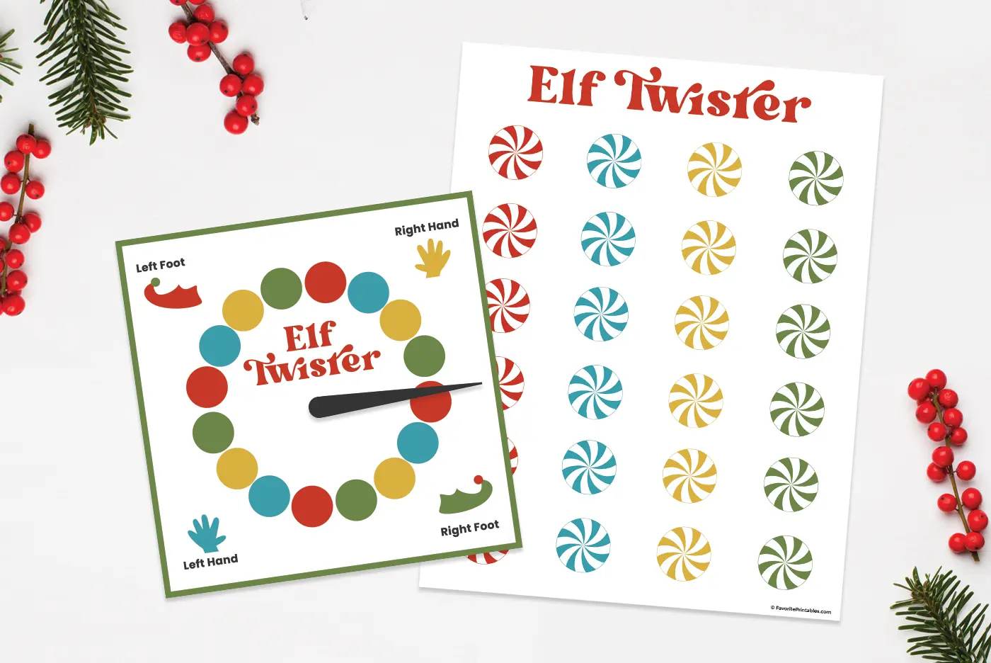 Free printable Elf On The Shelf Twister game.