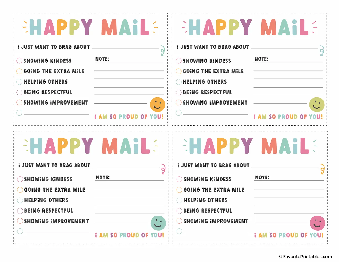 Free printable happy mail cards.