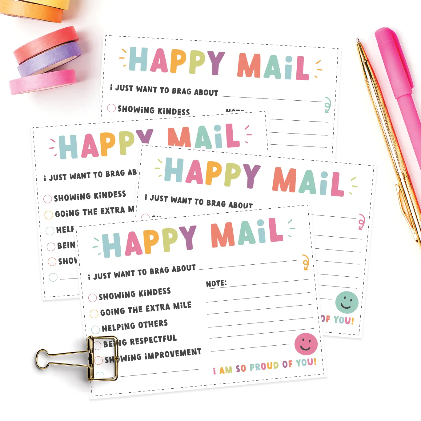 Free printable happy mail cards.