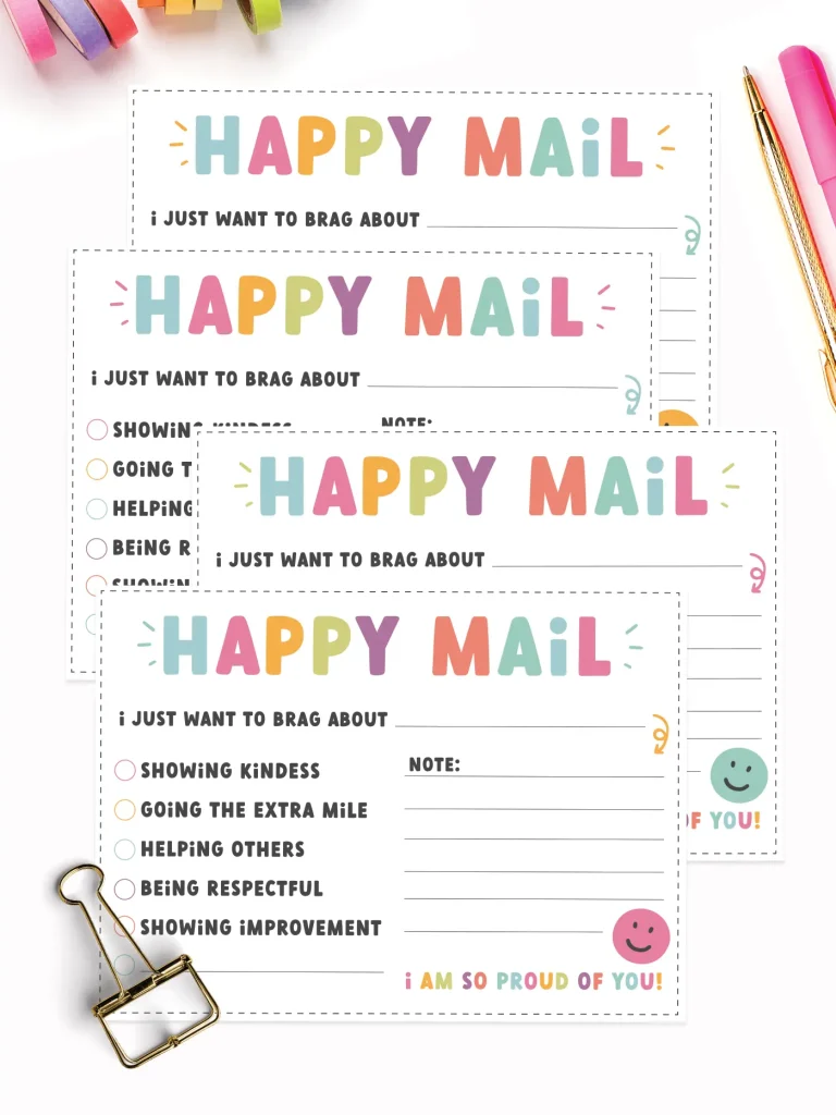 Free printable happy mail cards.