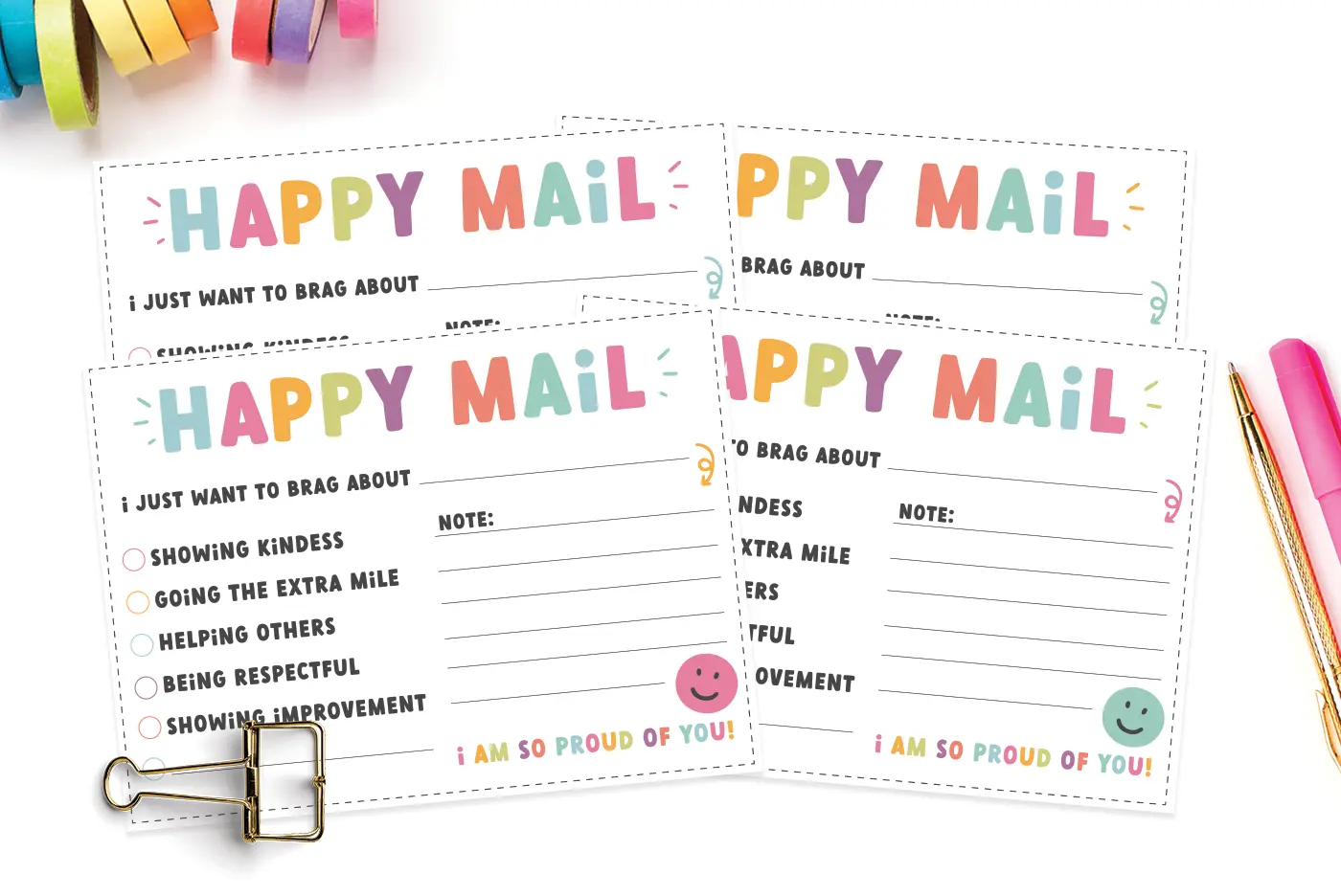 Free printable happy mail cards.