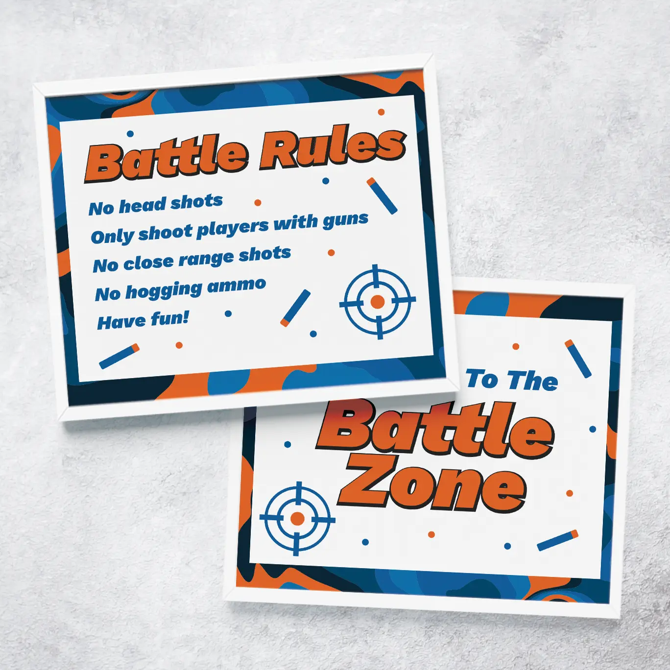 Free printable Nerf war battle signs.