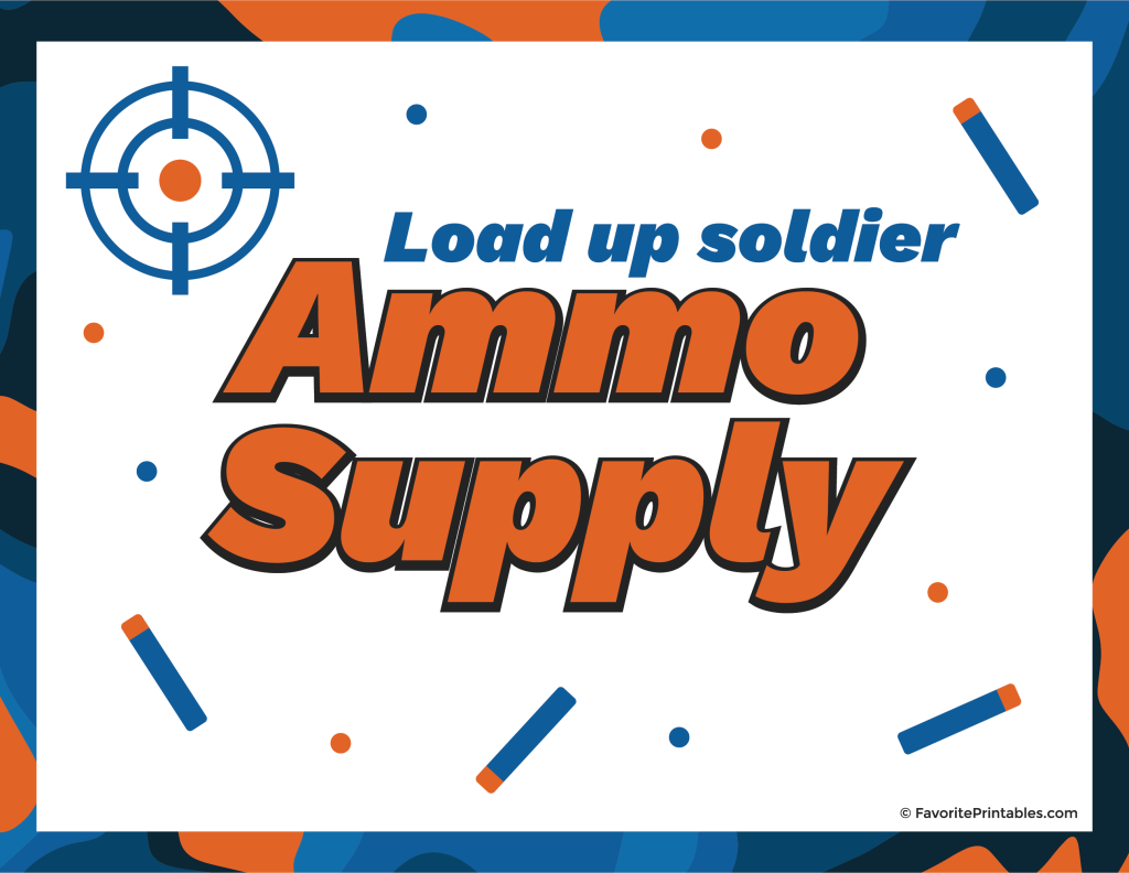 Free printable nerf war ammo supply sign.