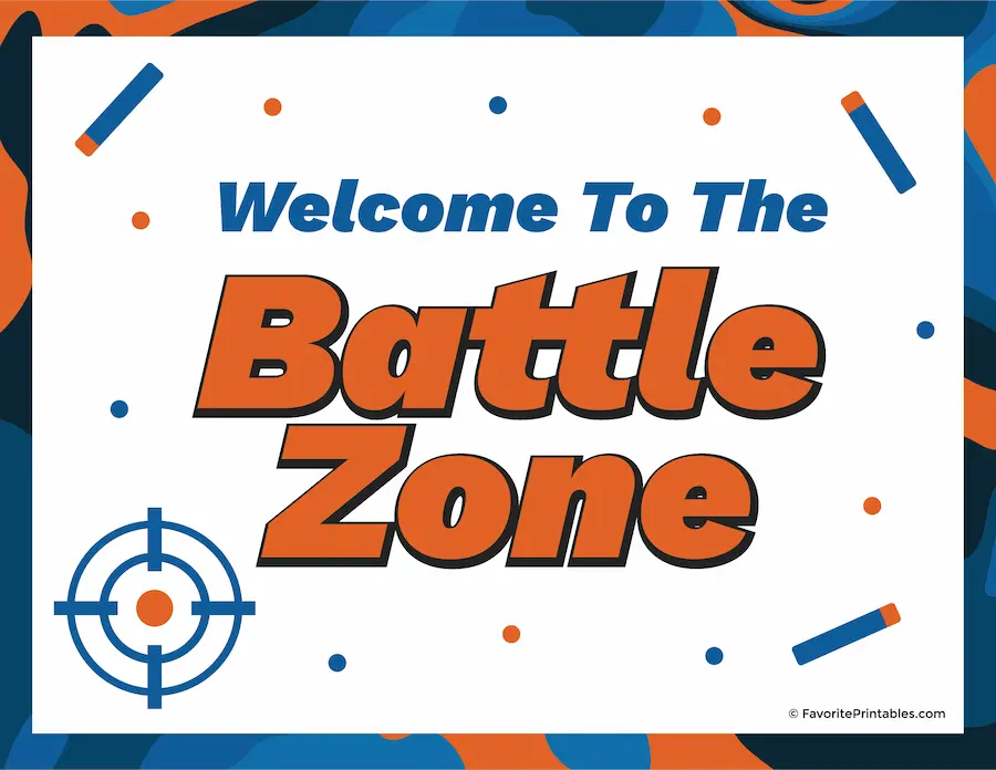 Free printable nerf war battle zone sign.