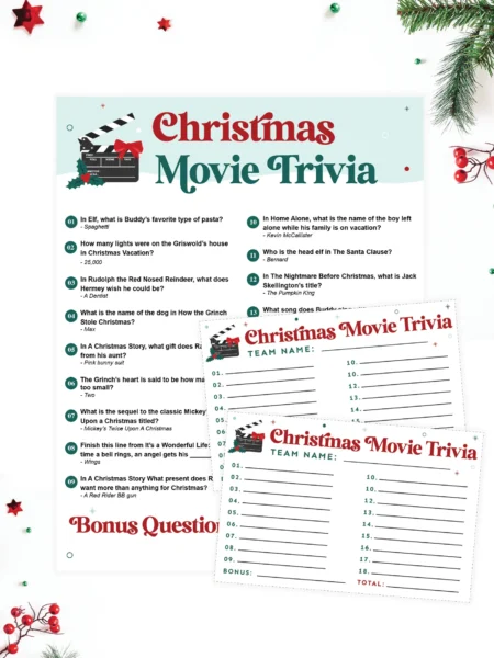 Printable Christmas movie trivia questions and answers.