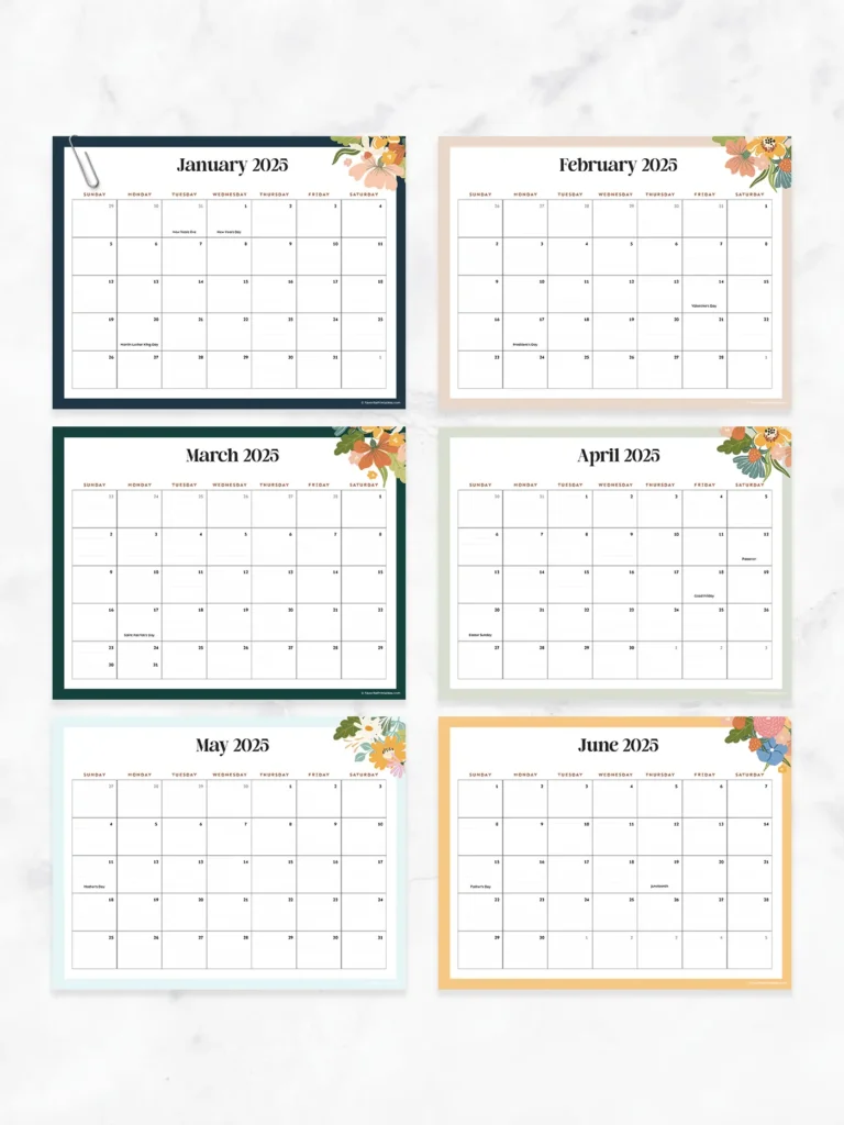 Free printable 2025 monthly calendar with dates.