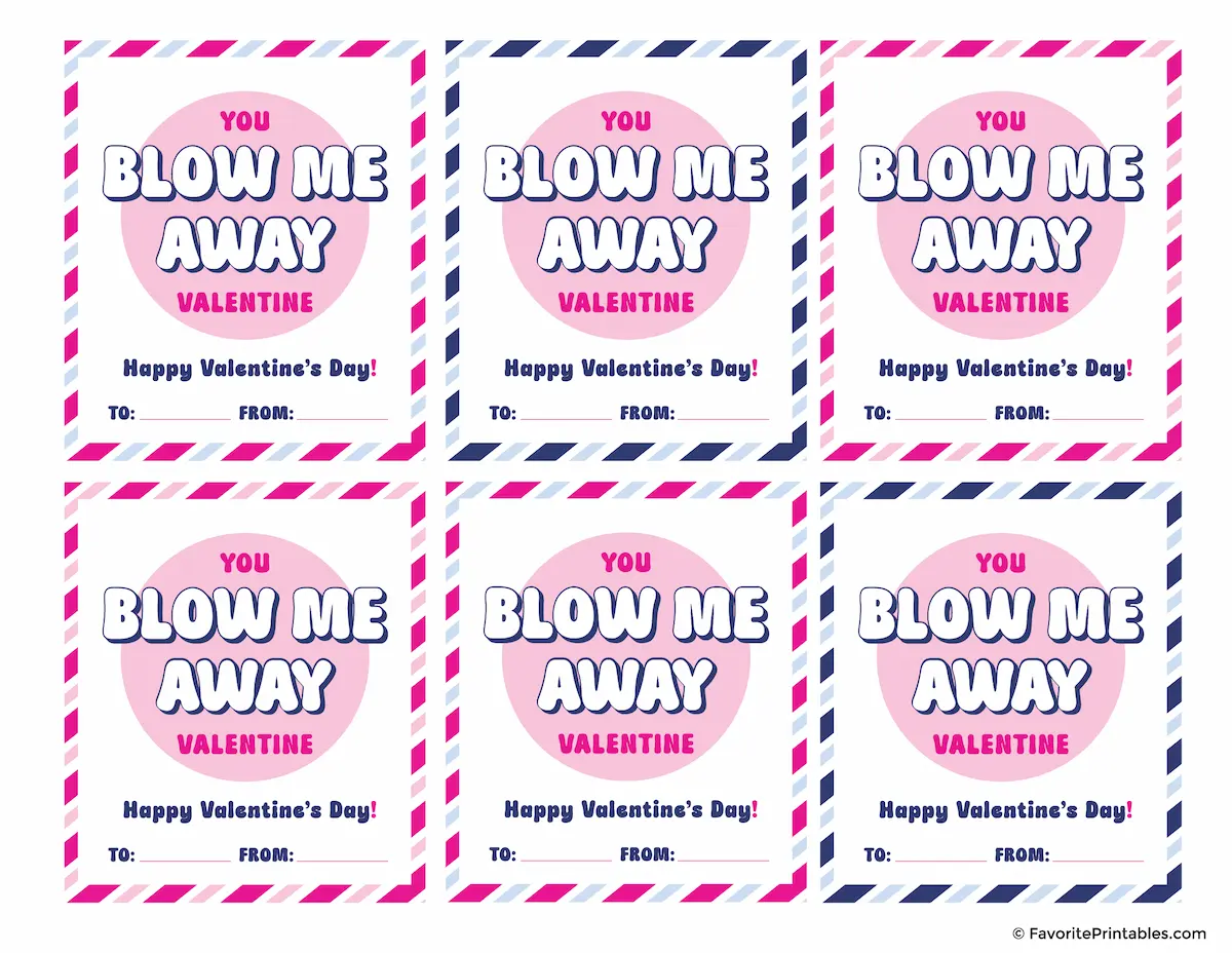 Free printable blow pop Valentines cards.