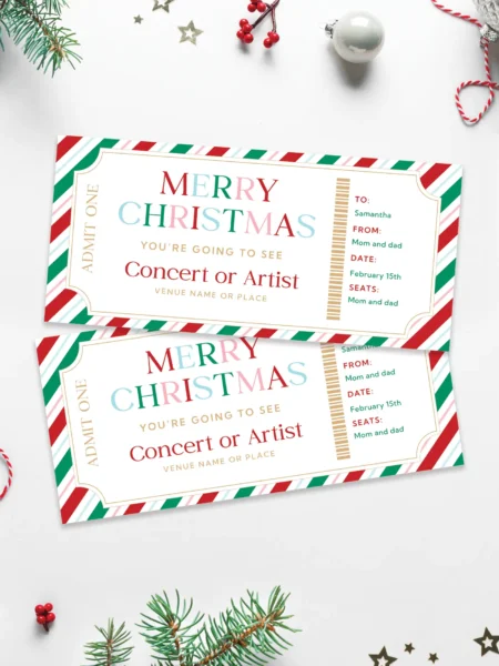 Free printable Christmas concert ticket gift