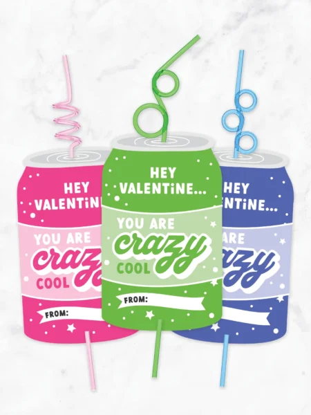 Free printable crazy straw valentine cards.