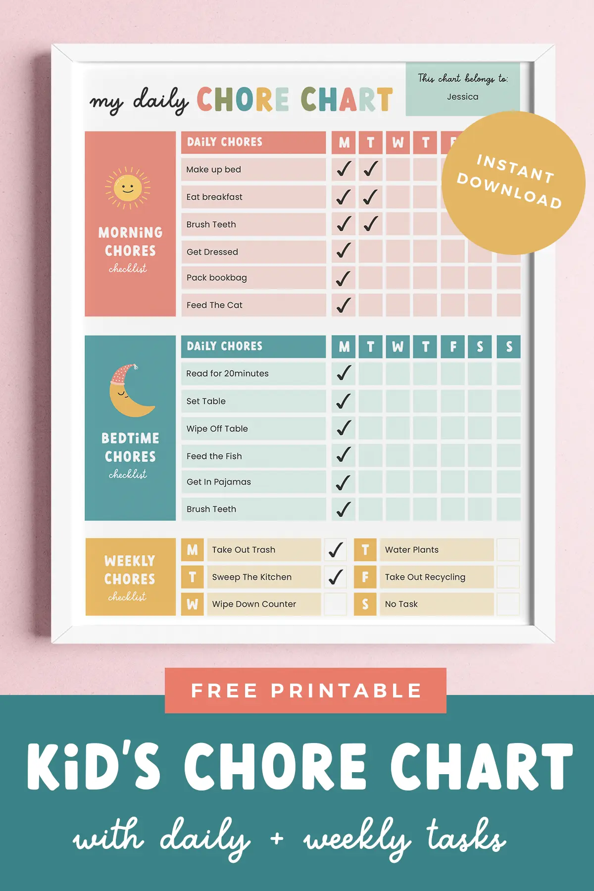 Free printable kid's chore cart.